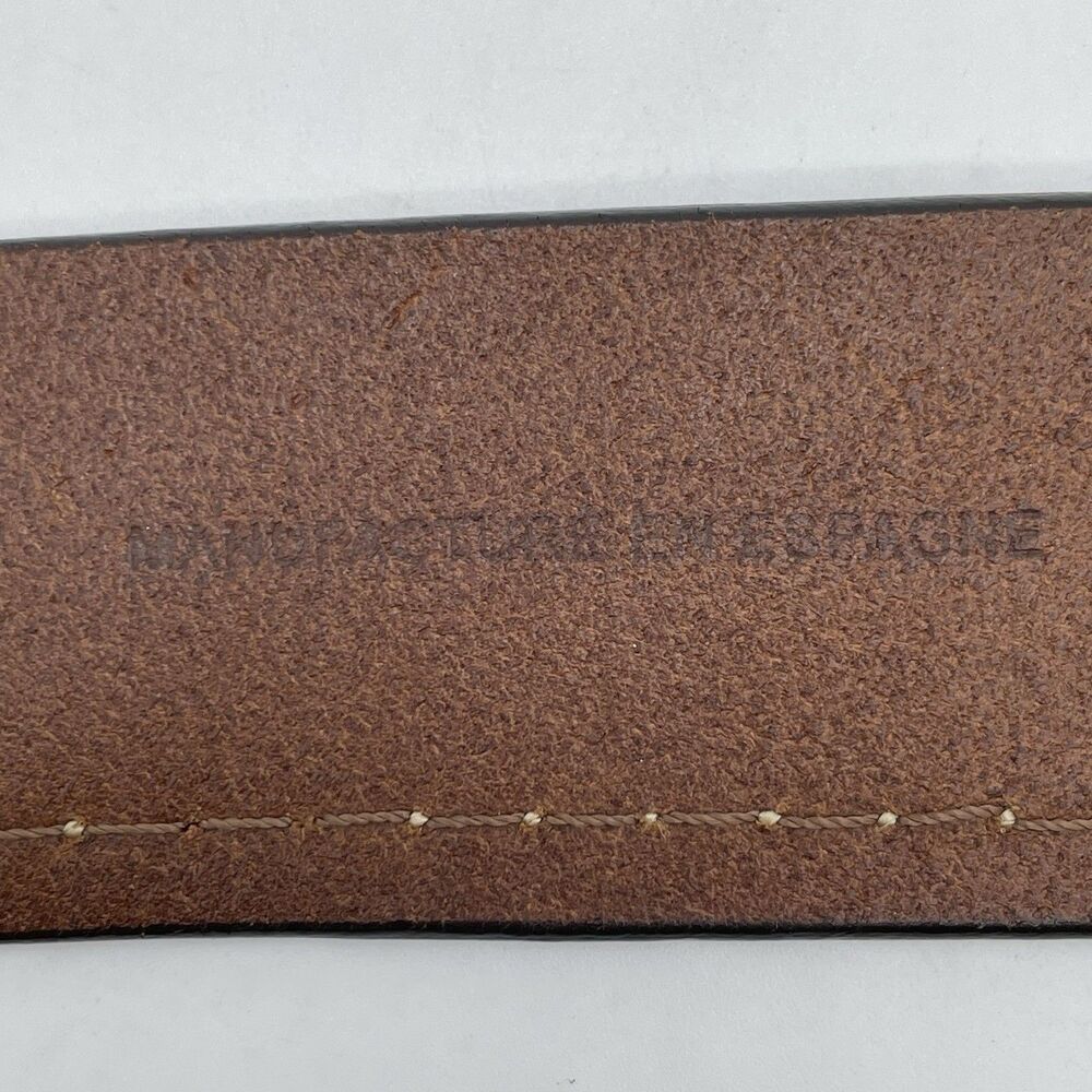 P&P Paolo de Ponte Genuine Leather Belt Men's 39 Dark Tan Brass Buckle Spain - Picture 9 of 16